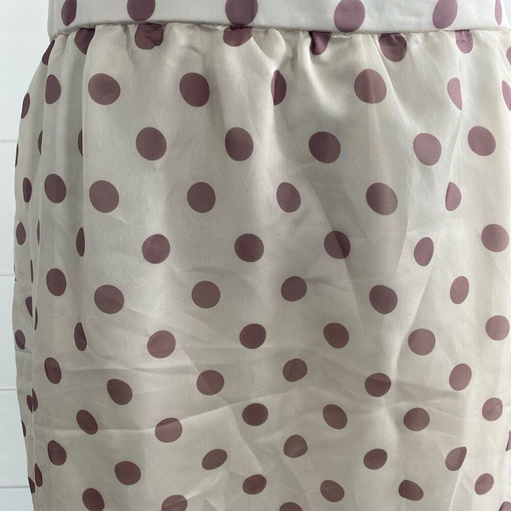 Melloday Polka Dot Midi Skirt Cream Brown Size X-Large with Pockets - Picture 3 of 12